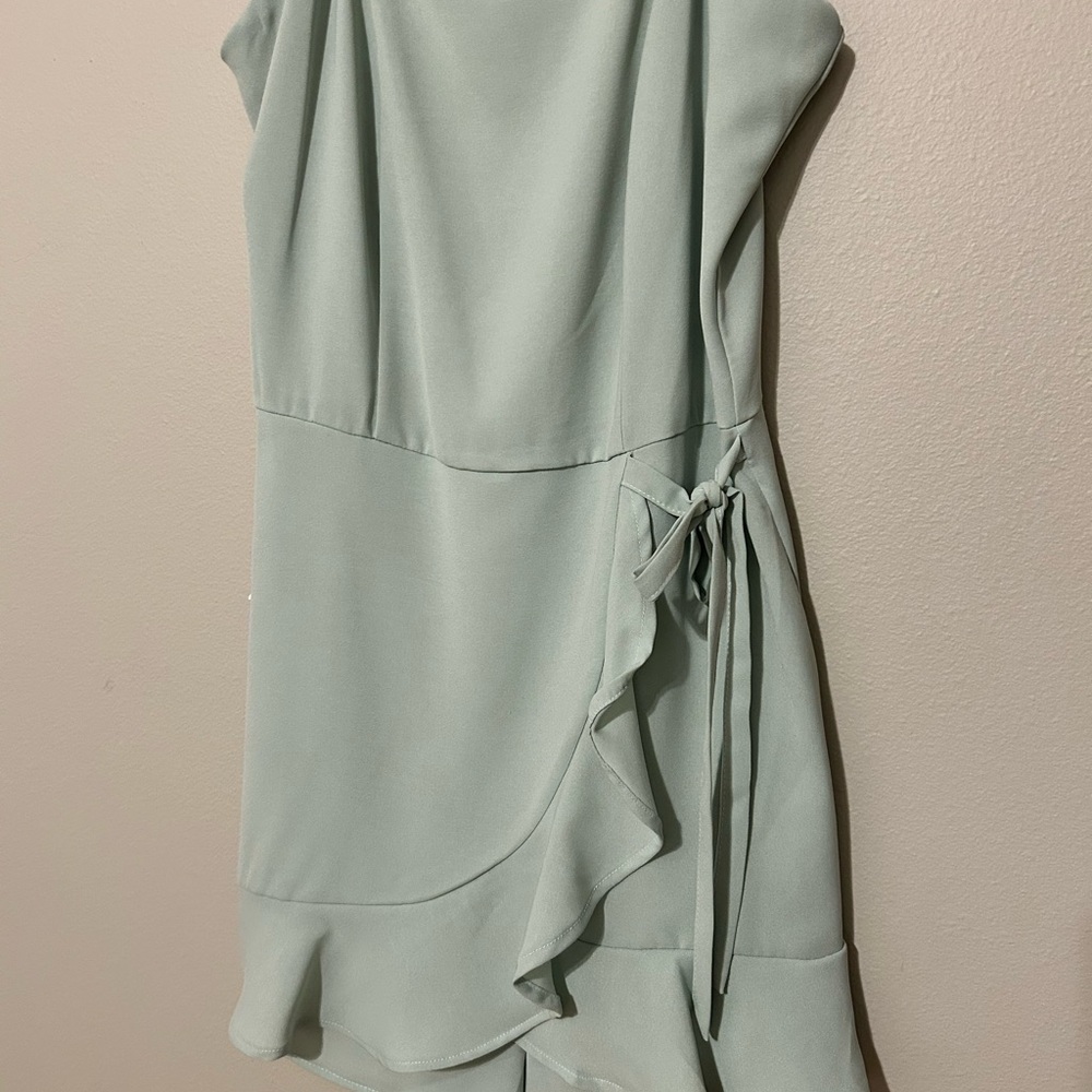 She + Sky Sage Green Strapless Ruffle Romper Skort Size Small